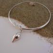 Sterling Silver Bangle,Sterling Silver Shell Charm.